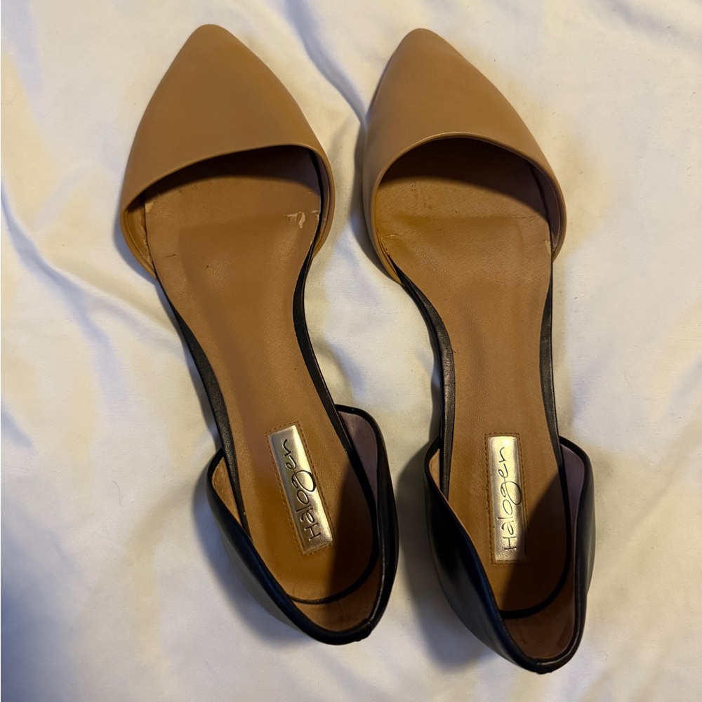 Halogen Two-Tone Tan and Black Flats